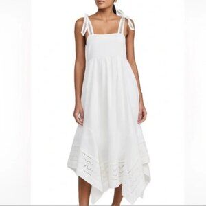 Moon River White Romantic Boho Midi Dress Size L